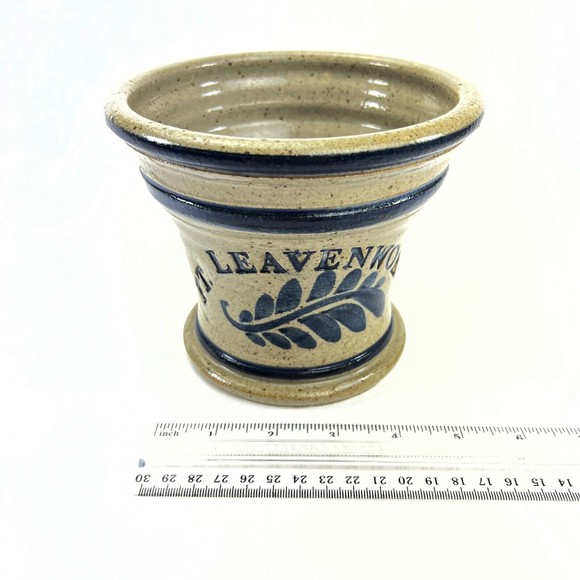 Vintage Fort Leavenworth Pot Stoneware Hand Thrown Pottery Grey Blue Crock - Picture 13 of 13